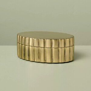 Fluted Antique Brass Finish Decorative Box Oval - Hearth & Hand Magnolia 2024